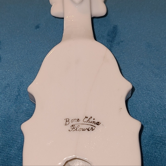 Vtg Mid Century Flowered Hand Painted Bone China Violin Trinket Dish - Picture 13 of 14